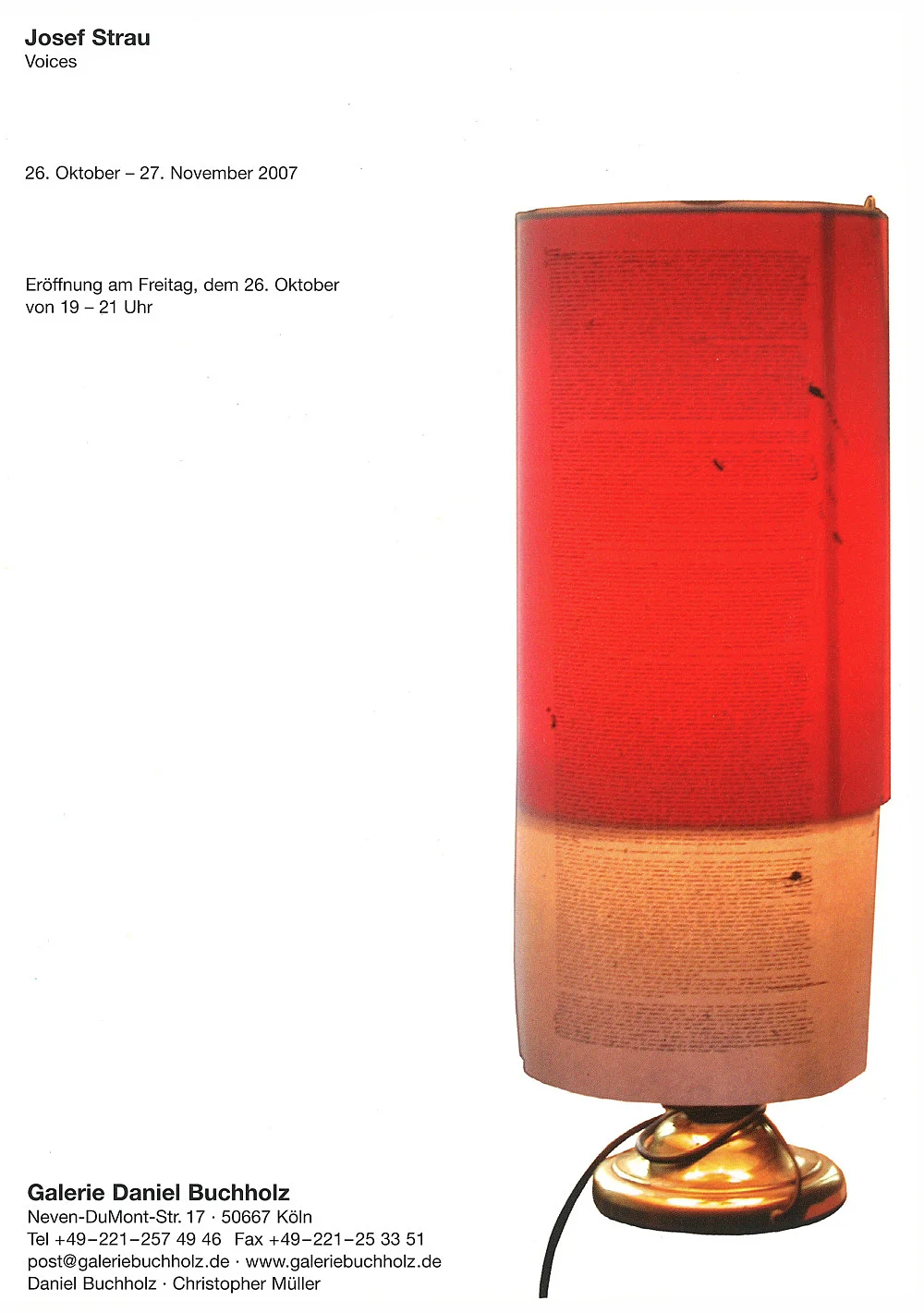 Voices — Josef Strau — Exhibitions — Galerie Buchholz — Image 01