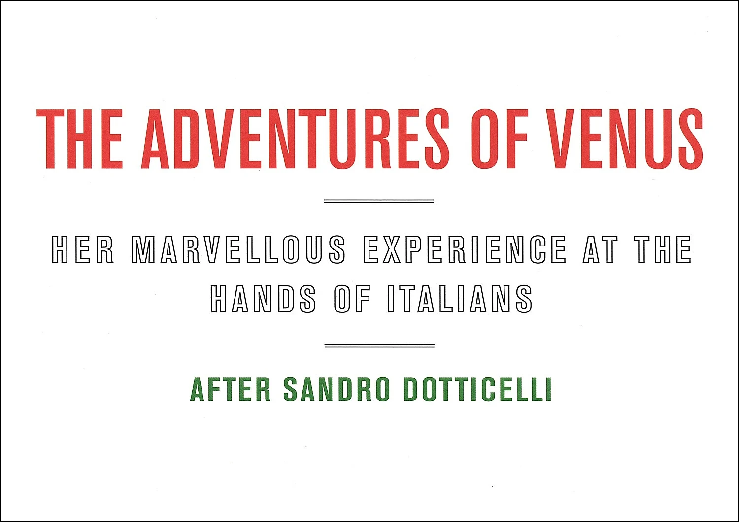 8220TheadventuresofVenusHermarvellousexperienceatthehandsofItalians8221 — Lukas Duwenhögger — Exhibitions — Galerie Buchholz — Image 01