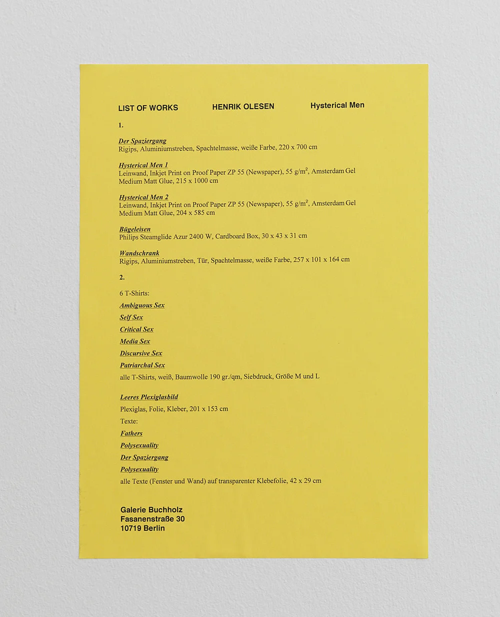 8220HystericalMen8221 — Henrik Olesen — Exhibitions — Galerie Buchholz — Image 51
