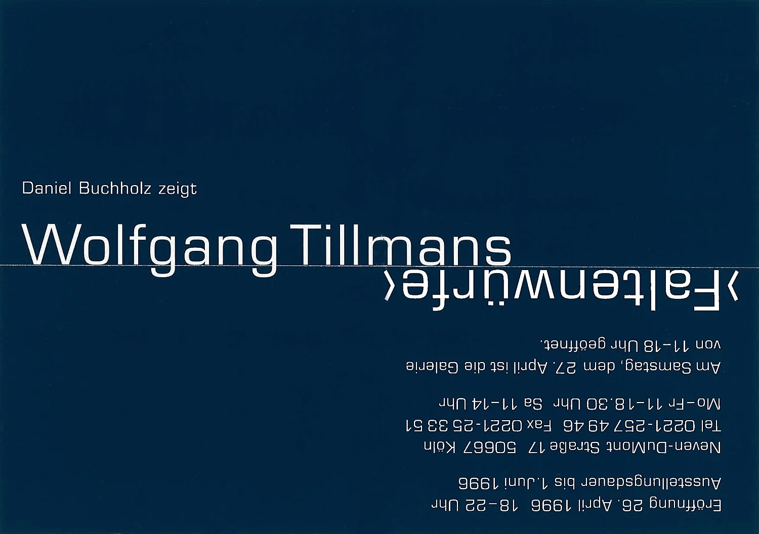 8220Faltenwrfe8221 — Wolfgang Tillmans — Exhibitions — Galerie Buchholz — Image 01
