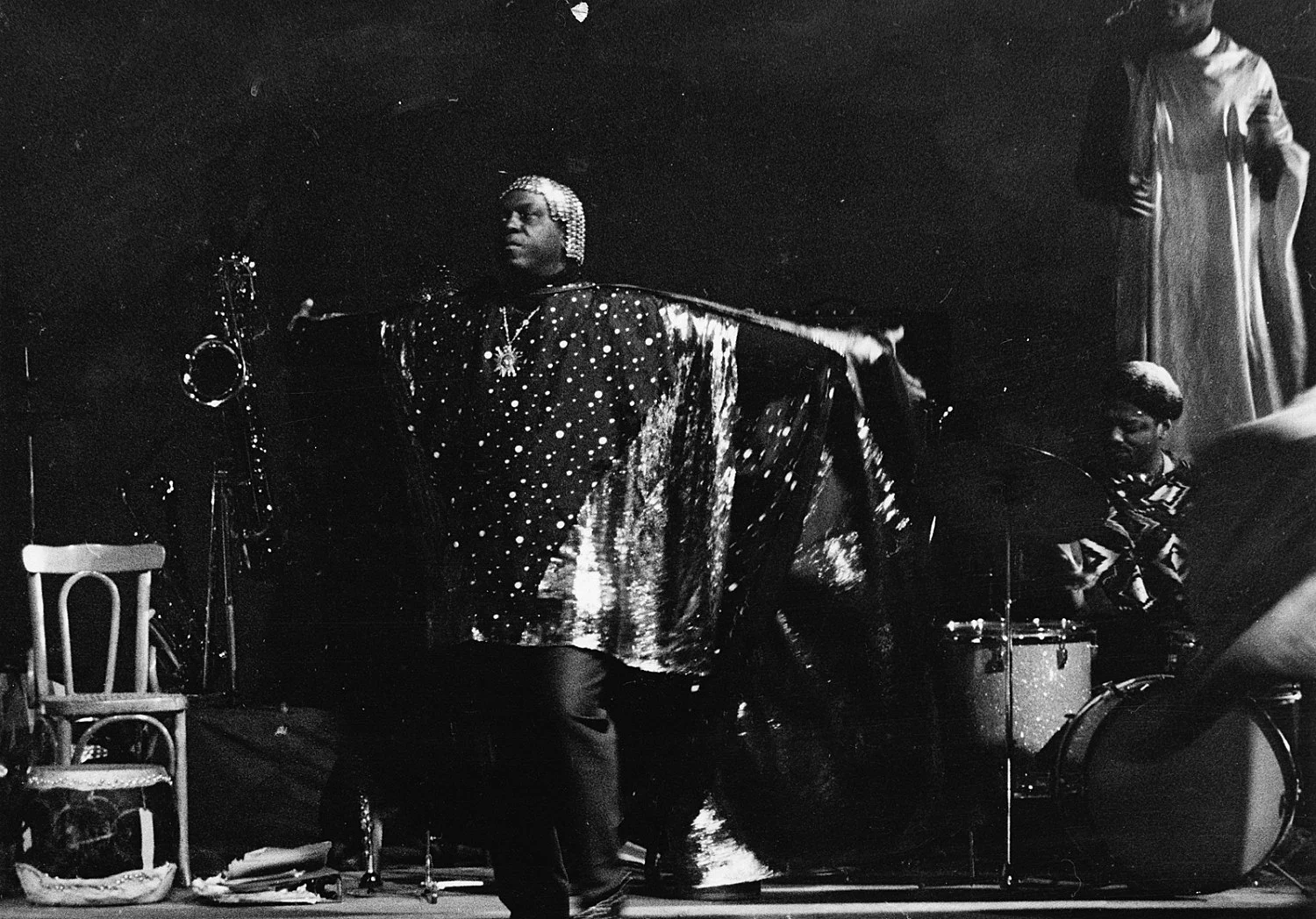 an exhibition organized by Diedrich Diederichsen amp Christopher Müller feat. Marcus Behmer, Stefan George, Rainer Werner Fassbinder, Hans Henny Jahnn, Lutz Bacher, Hans Kayser, Ludwig Gosewitz, Jordan Belson, Hapshash and the Coloured Coat, The Fool, Rogério Duarte, The Red KrayolaMayo Thompson, Walter de Maria, Sigmar Polke, Emil Schult, Isaac Abrams, John McCracken, Pedro Bell, Kai Althoff, Henrik Olesen, Öyvind Fahlström, Karlheinz Stockhausen, Sun Ra, Hartmut Geerken, Albert Oehlen, Jack Goldstein, Jutta Koether, Isa Genzken, Palermo, John Coltrane, Tony Conrad — Cosmic Communities Coming Out Into Outer Space Homofuturism, Applied Psychedelia amp Magic Connectivity — Exhibitions — Galerie Buchholz — Image 114